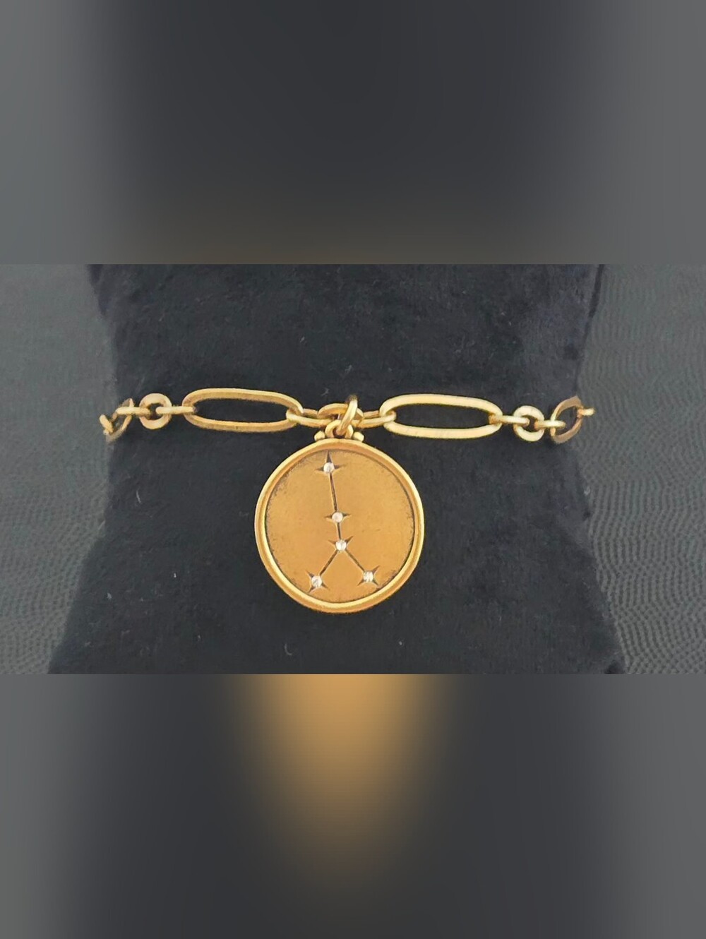 Sequin Gold Constellation Cancer Disc Charm Bracelet